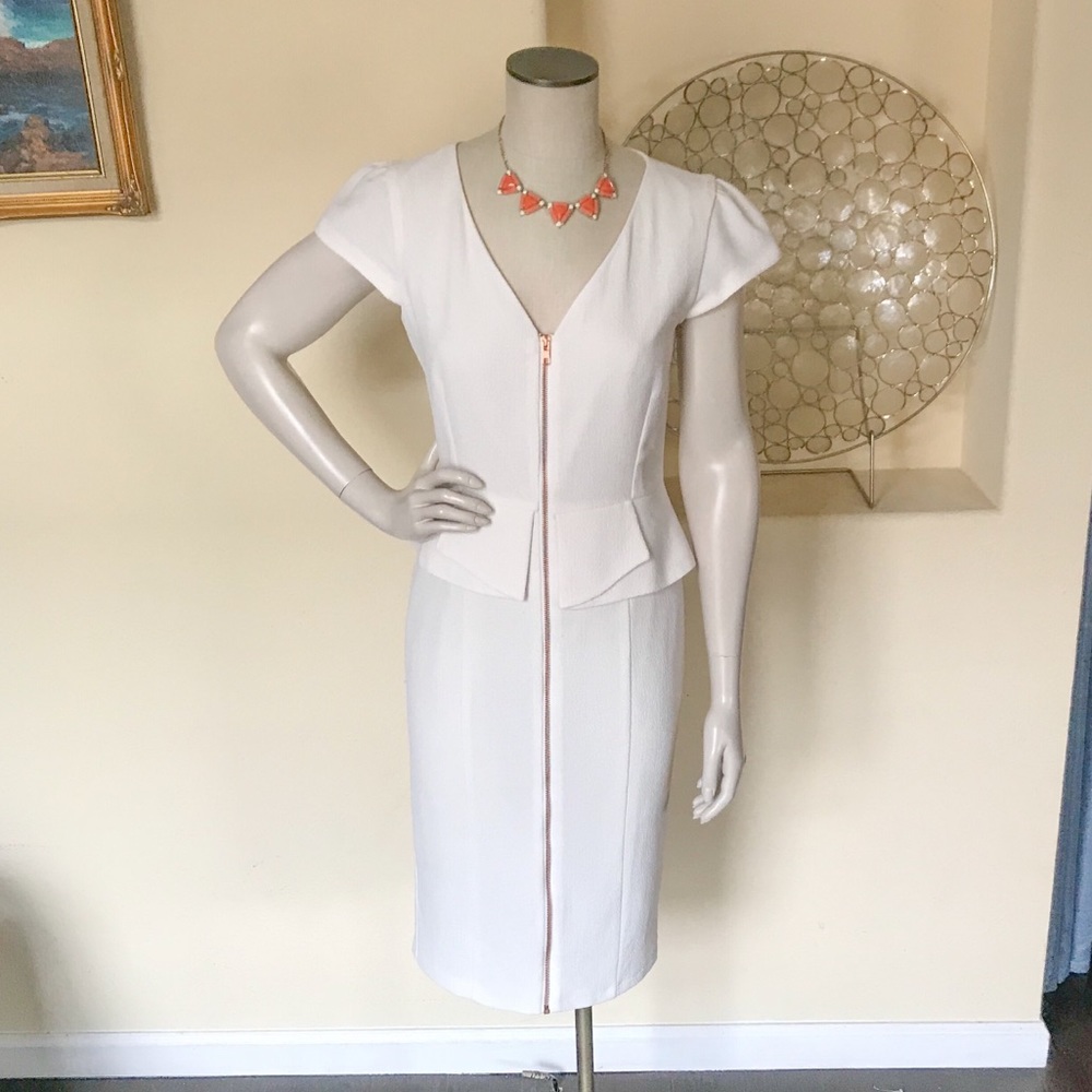 Cream Peplum Midi Dress